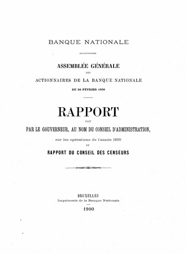Thumbnail Banque nationale de Belgique Annual Report 1899