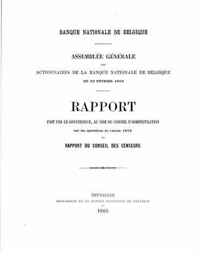 Thumbnail Banque nationale de Belgique Annual Report 1902