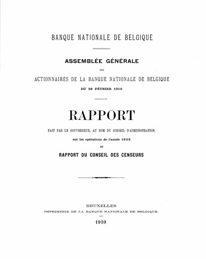 Thumbnail Banque nationale de Belgique Annual Report 1909