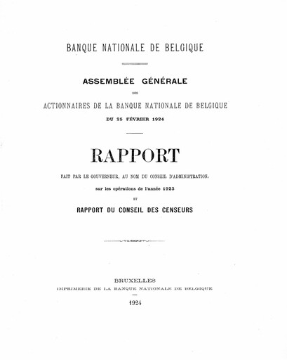 Thumbnail Banque nationale de Belgique Annual Report 1923
