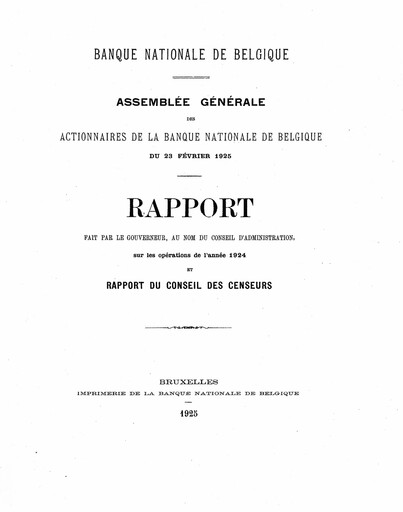 Thumbnail Banque nationale de Belgique Annual Report 1924