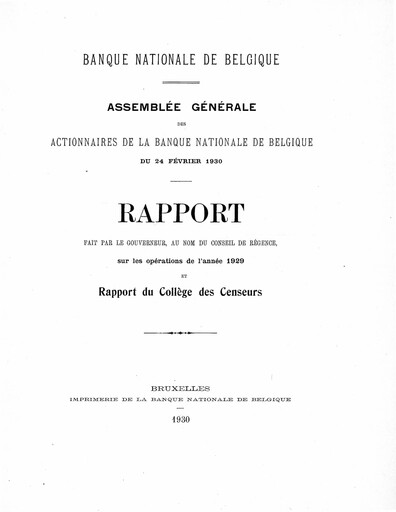 Thumbnail Banque nationale de Belgique Annual Report 1929