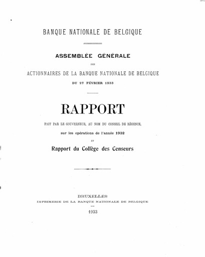 Thumbnail Banque nationale de Belgique Annual Report 1932