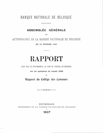 Thumbnail Banque nationale de Belgique Annual Report 1936