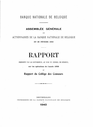 Thumbnail Banque nationale de Belgique Annual Report 1939
