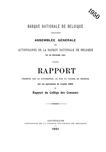 Thumbnail Banque nationale de Belgique Annual Report 1950