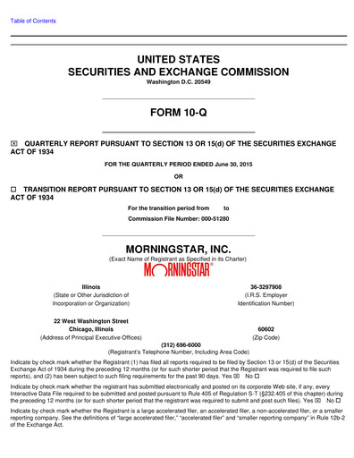 Thumbnail Morningstar
 Quarterly Report 2015-q2