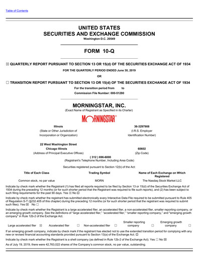 Thumbnail Morningstar
 Quarterly Report 2019-q2