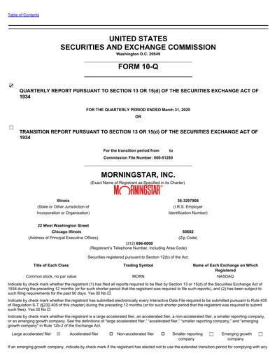 Thumbnail Morningstar
 Quarterly Report 2020-q1