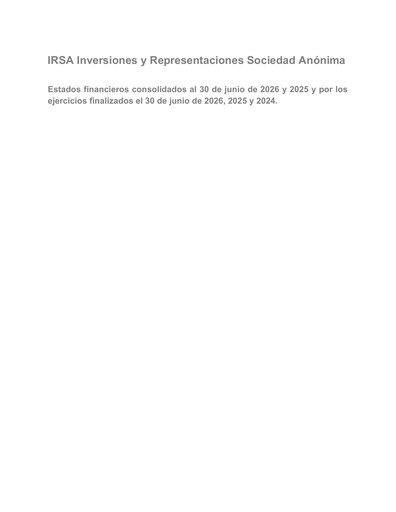 Thumbnail IRSA Inversiones y Representaciones Financial Statement 2026