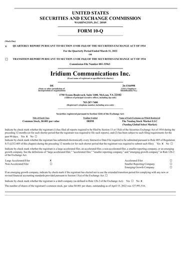 Vorschaubild Iridium Communications Quartalsbericht 2022-q1