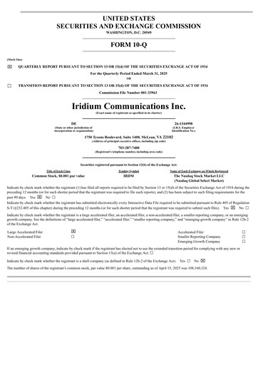 Vorschaubild Iridium Communications Quartalsbericht 2025-q1