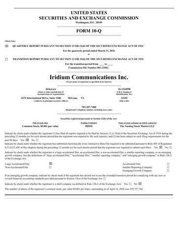 Vorschaubild Iridium Communications Quartalsbericht 2026-q1