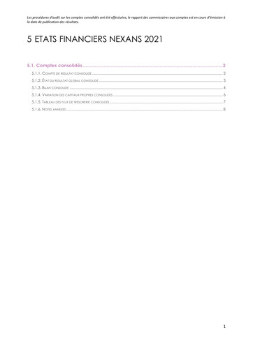 Thumbnail Nexans Financial Statement 2021