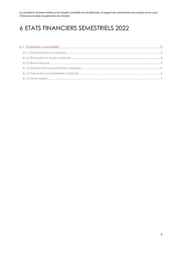 Thumbnail Nexans Financial Statement 2022-h1