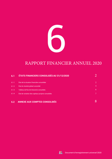 Miniature Métropole Télévision (Groupe M6) Rapport financier 2020