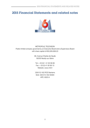 Miniature Métropole Télévision (Groupe M6) Bilan financier 2015
