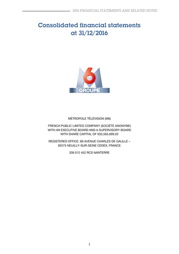 Miniature Métropole Télévision (Groupe M6) Bilan financier 2016