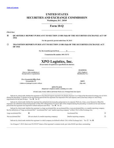 Thumbnail XPO Logistics Quarterly Report 2015-q2