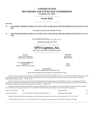 Thumbnail XPO Logistics Quarterly Report 2016-q3