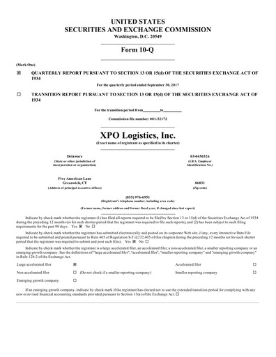 Thumbnail XPO Logistics Quarterly Report 2017-q3
