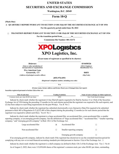 Thumbnail XPO Logistics Quarterly Report 2022-q2