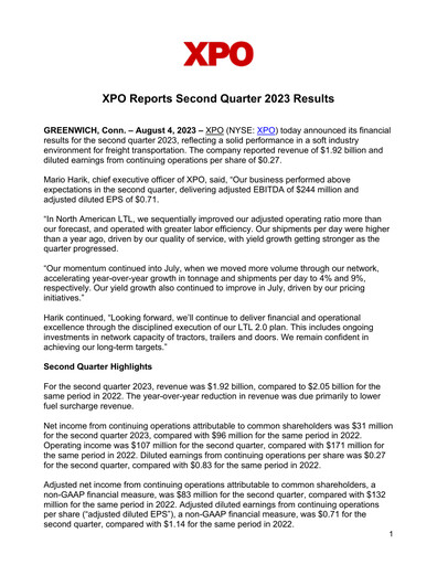 Thumbnail XPO Logistics Quarterly Report 2023-q2