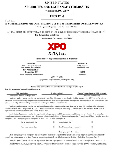 Thumbnail XPO Logistics Quarterly Report 2023-q3