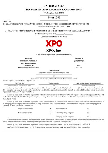 Thumbnail XPO Logistics Quarterly Report 2024-q1