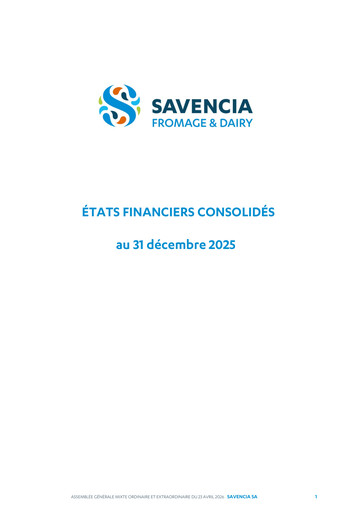 Vorschaubild Savencia Fromage & Dairy Finanzmitteilung 2025
