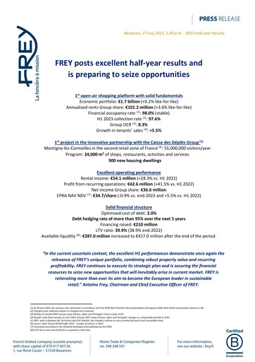 Thumbnail Frey SA Half-year Report 2023