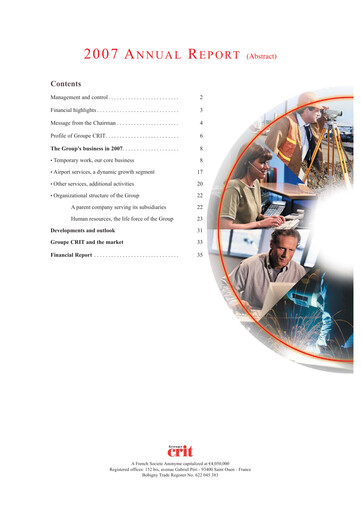 Miniature Groupe CRIT  Rapport annuel 2007