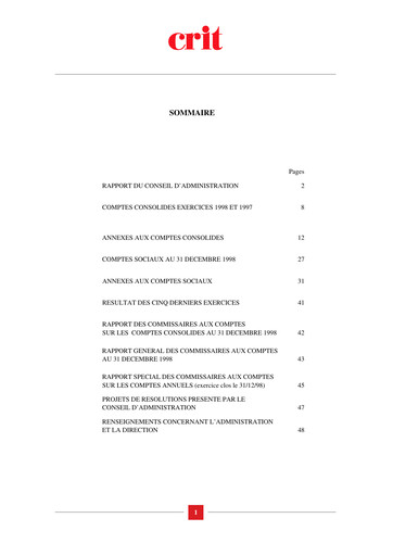 Miniature Groupe CRIT  Rapport annuel 1998