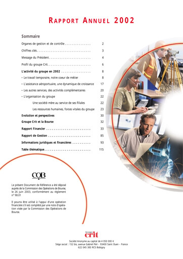 Miniature Groupe CRIT  Rapport annuel 2002