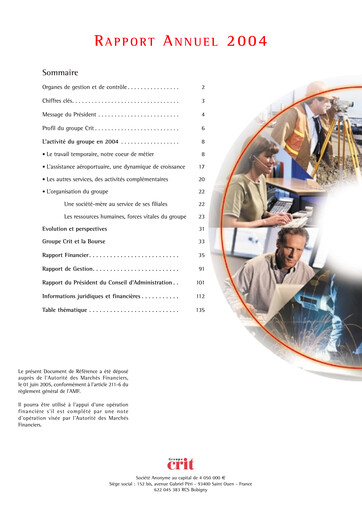 Miniature Groupe CRIT  Rapport annuel 2004