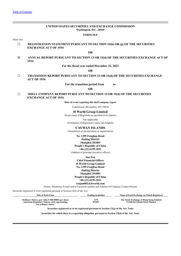 Thumbnail H World Group Limited Annual Report 2023