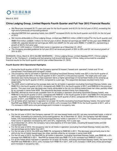 Thumbnail H World Group Limited Quarterly Report 2012-q4