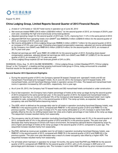 Thumbnail H World Group Limited Quarterly Report 2013-q2