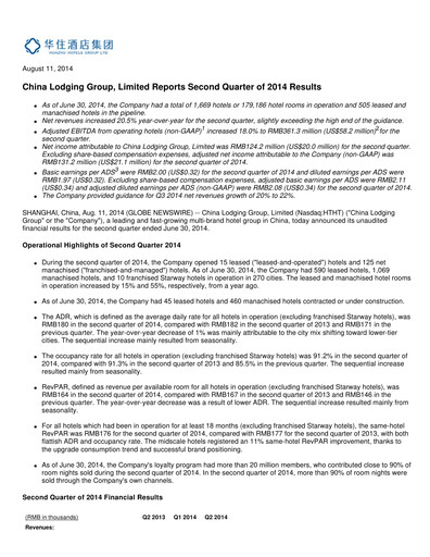 Thumbnail H World Group Limited Quarterly Report 2014-q2
