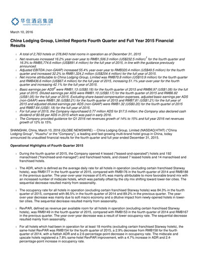 Thumbnail H World Group Limited Quarterly Report 2015-q4