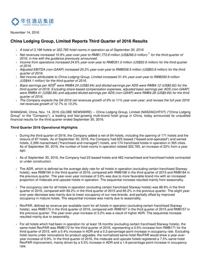 Thumbnail H World Group Limited Quarterly Report 2016-q3