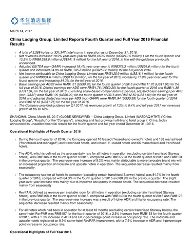 Thumbnail H World Group Limited Quarterly Report 2016-q4
