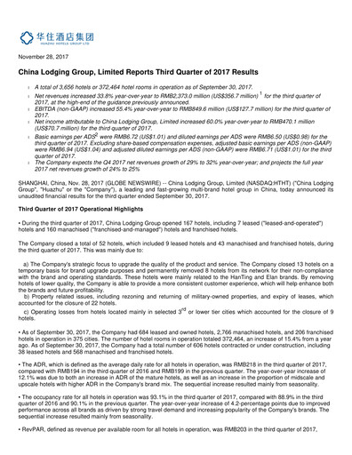 Thumbnail H World Group Limited Quarterly Report 2017-q3