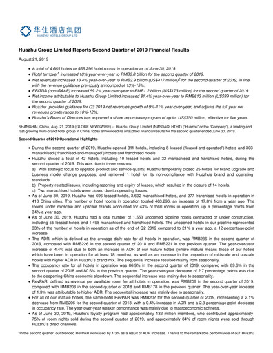 Thumbnail H World Group Limited Quarterly Report 2019-q2