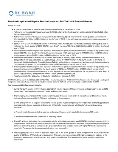 Thumbnail H World Group Limited Quarterly Report 2019-q4