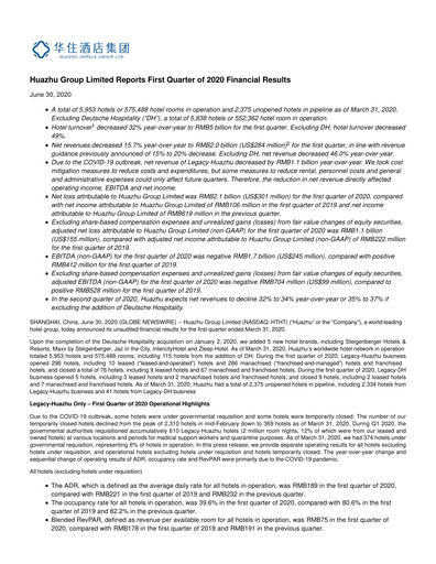 Thumbnail H World Group Limited Quarterly Report 2020-q1