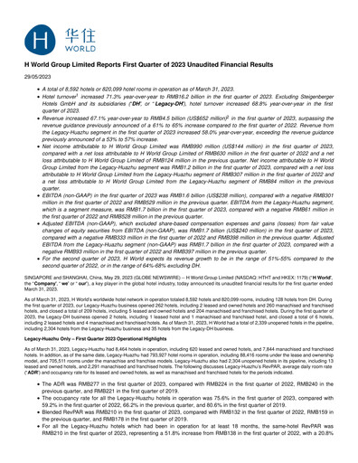 Thumbnail H World Group Limited Quarterly Report 2023-q1