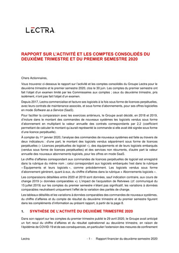 Thumbnail Lectra SA Half-year Report 2020-h1