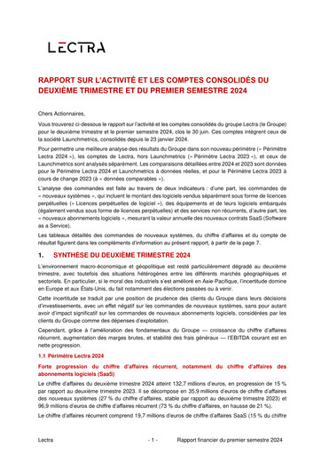 Thumbnail Lectra SA Half-year Report 2024-h1