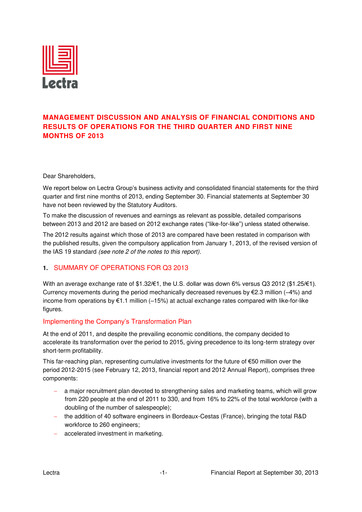 Thumbnail Lectra SA Quarterly Report 2013-q3
